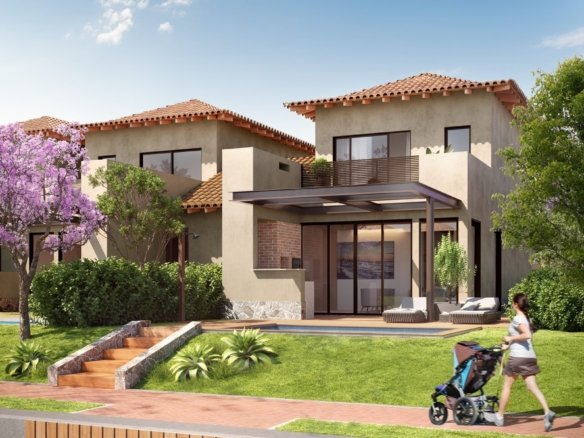 Casa de dois andares do Toriba Sul vista do canal, com escada para o jardim e um jet ski na água (imagem ilustrativa)