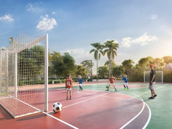 Quadra recreativa com traves, na área de lazer do Toriba Norte (imagem ilustrativa)